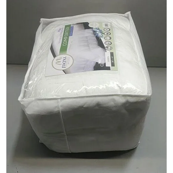 Cotton Sateen Queen Comforter 300 Thread Count Swiss Dot Design White Soft NEW
